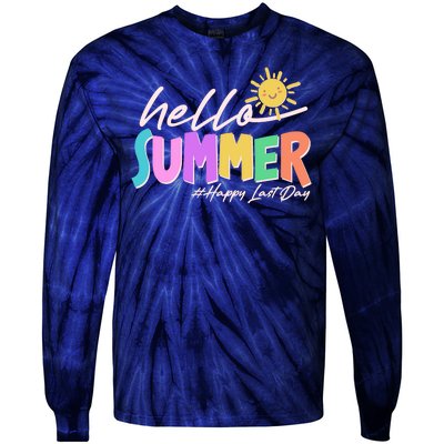 Cute Hello Summer #Happy Last Day Tie-Dye Long Sleeve Shirt