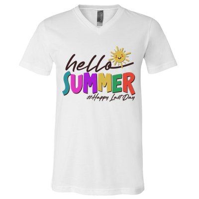 Cute Hello Summer #Happy Last Day V-Neck T-Shirt