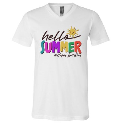 Cute Hello Summer #Happy Last Day V-Neck T-Shirt