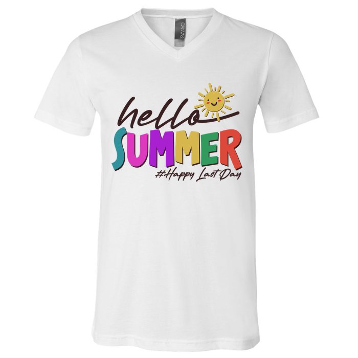 Cute Hello Summer #Happy Last Day V-Neck T-Shirt