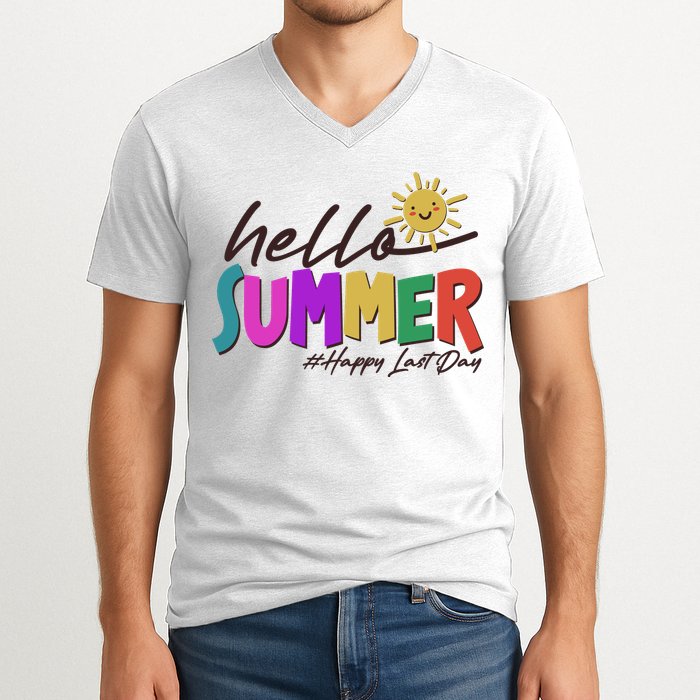 Cute Hello Summer #Happy Last Day V-Neck T-Shirt