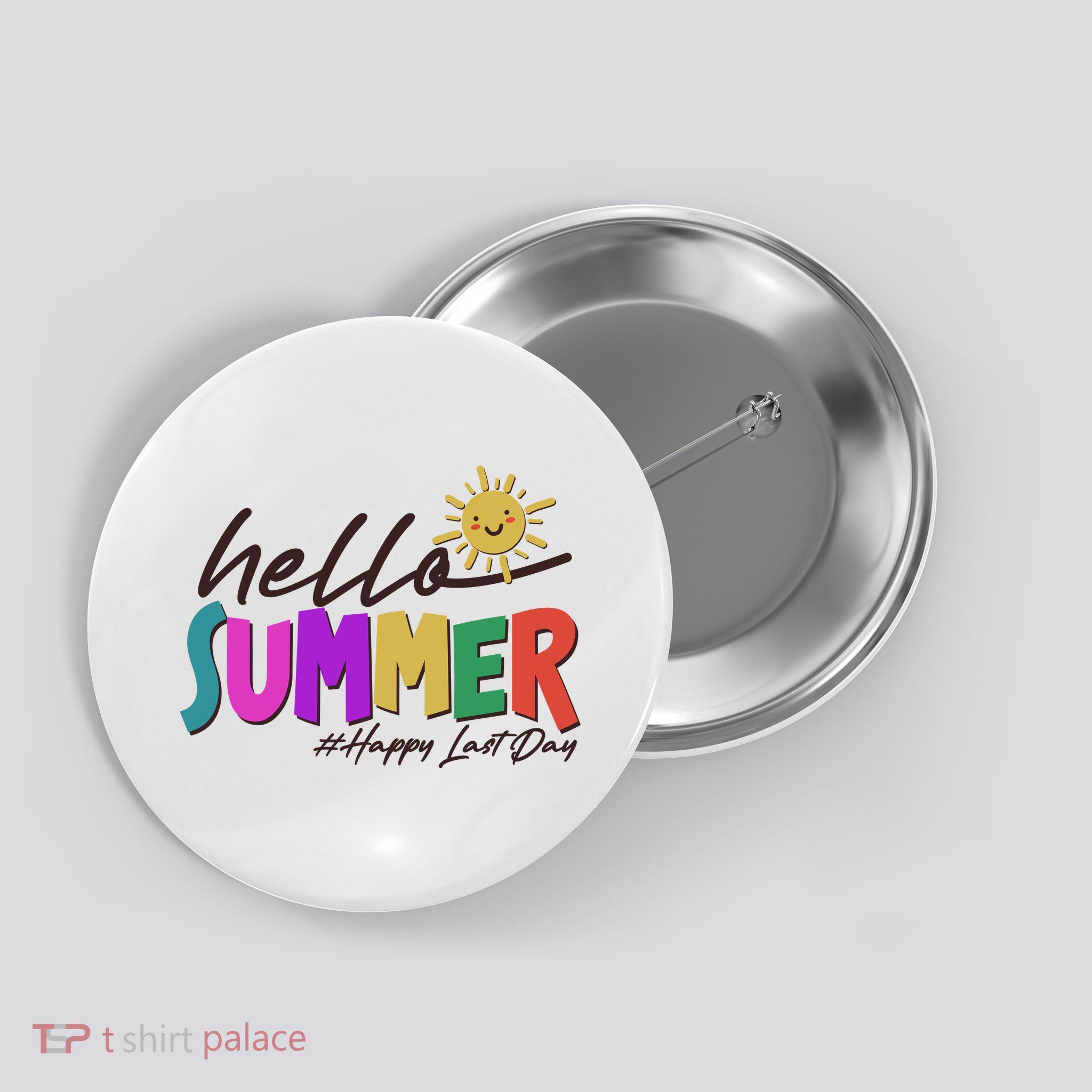 Cute Hello Summer #Happy Last Day Button