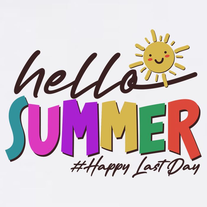 Cute Hello Summer #Happy Last Day Button