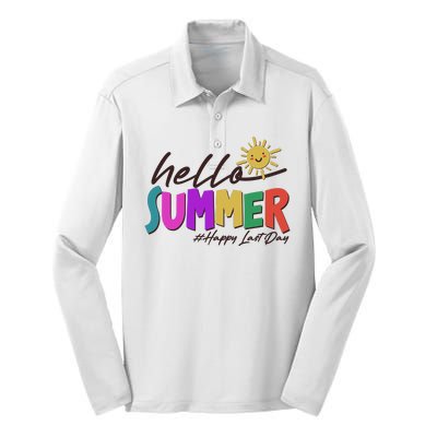 Cute Hello Summer #Happy Last Day Silk Touch Performance Long Sleeve Polo