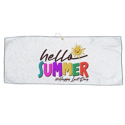 Cute Hello Summer #Happy Last Day Large Microfiber Waffle Golf Towel