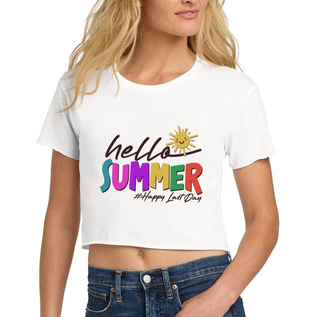 Cute Hello Summer #Happy Last Day Crop Top