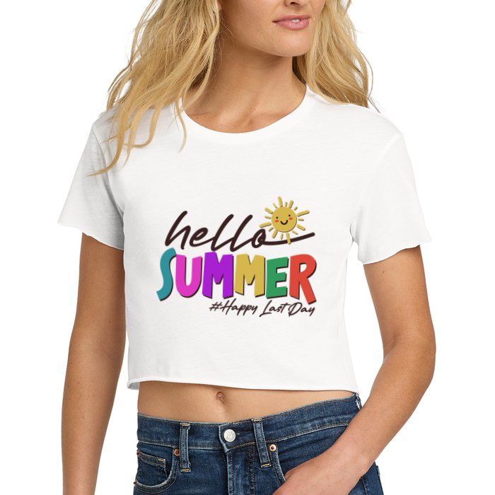 Cute Hello Summer #Happy Last Day Crop Top