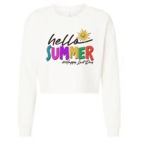 Cute Hello Summer #Happy Last Day Cropped Pullover Crew