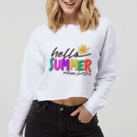 Cute Hello Summer #Happy Last Day Cropped Pullover Crew