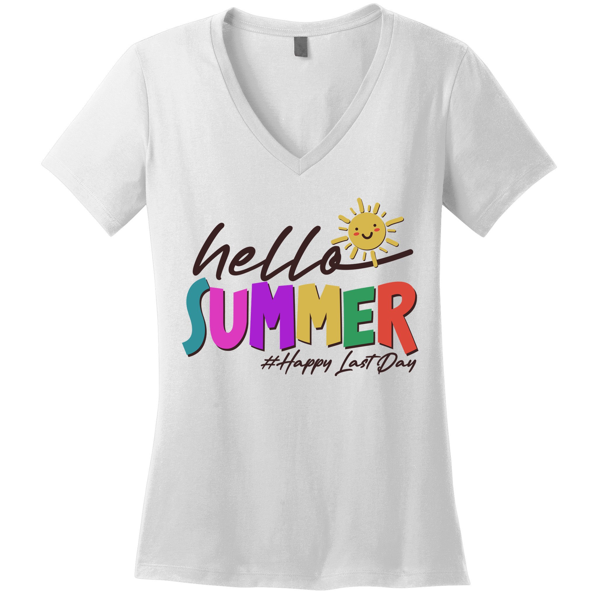 Cute Hello Summer #Happy Last Day Women's V-Neck T-Shirt