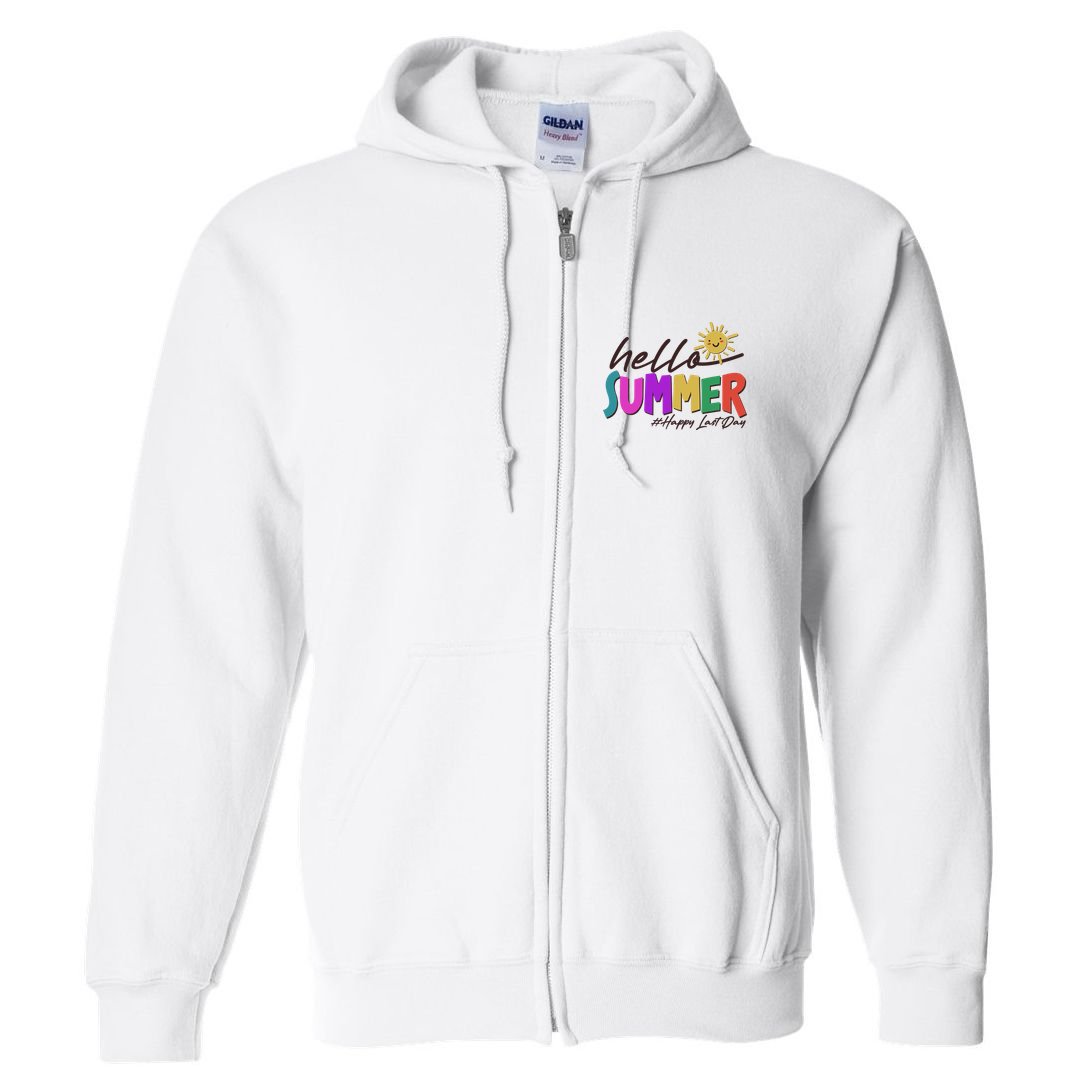 Cute Hello Summer #Happy Last Day Full Zip Hoodie