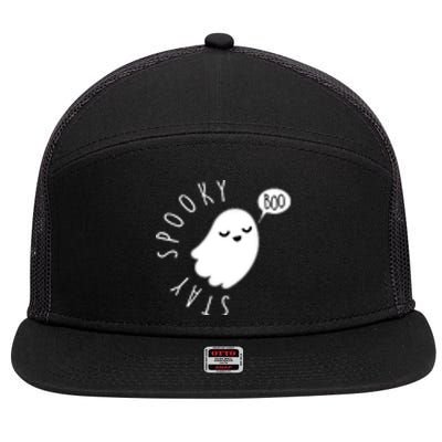 Cute Halloween Stay Spooky Ghost 7 Panel Mesh Trucker Snapback Hat