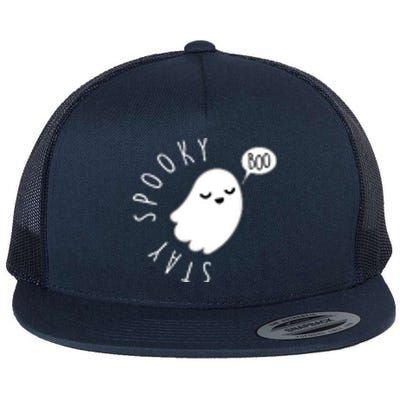 Cute Halloween Stay Spooky Ghost Flat Bill Trucker Hat