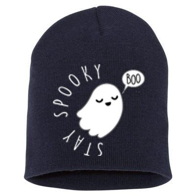 Cute Halloween Stay Spooky Ghost Short Acrylic Beanie