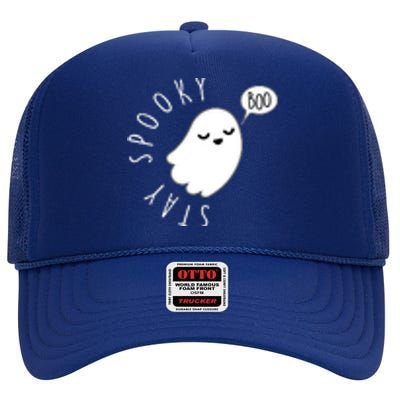 Cute Halloween Stay Spooky Ghost High Crown Mesh Back Trucker Hat