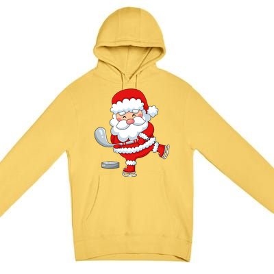 Christmas Hockey Santa Playing Hockey Santa Hockey Player Cute Gift Premium Pullover Hoodie