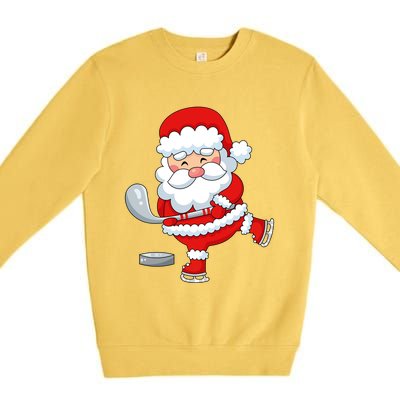 Christmas Hockey Santa Playing Hockey Santa Hockey Player Cute Gift Premium Crewneck Sweatshirt