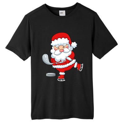 Christmas Hockey Santa Playing Hockey Santa Hockey Player Cute Gift Tall Fusion ChromaSoft Performance T-Shirt