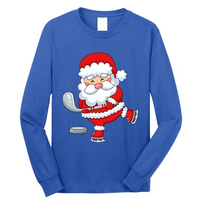 Christmas Hockey Santa Playing Hockey Santa Hockey Player Cute Gift Long Sleeve Shirt