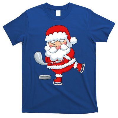 Christmas Hockey Santa Playing Hockey Santa Hockey Player Cute Gift T-Shirt