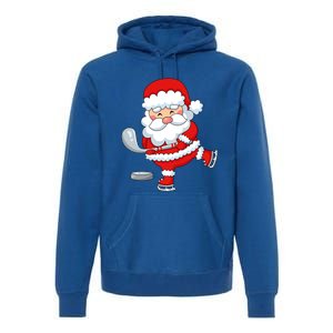 Christmas Hockey Santa Playing Hockey Santa Hockey Player Cute Gift Premium Hoodie