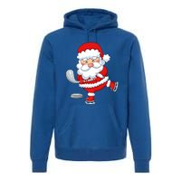 Christmas Hockey Santa Playing Hockey Santa Hockey Player Cute Gift Premium Hoodie