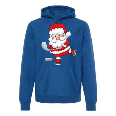 Christmas Hockey Santa Playing Hockey Santa Hockey Player Cute Gift Premium Hoodie