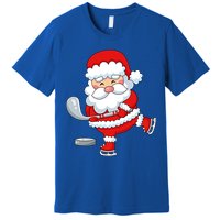 Christmas Hockey Santa Playing Hockey Santa Hockey Player Cute Gift Premium T-Shirt