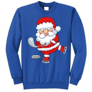 Christmas Hockey Santa Playing Hockey Santa Hockey Player Cute Gift Tall Sweatshirt