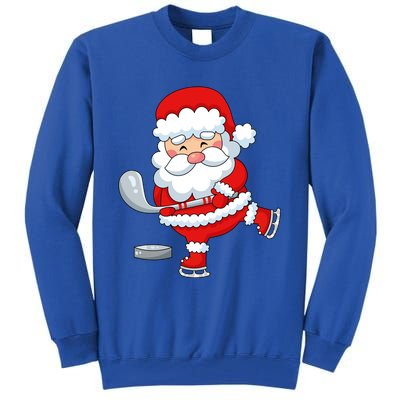 Christmas Hockey Santa Playing Hockey Santa Hockey Player Cute Gift Tall Sweatshirt