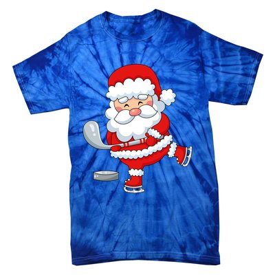 Christmas Hockey Santa Playing Hockey Santa Hockey Player Cute Gift Tie-Dye T-Shirt