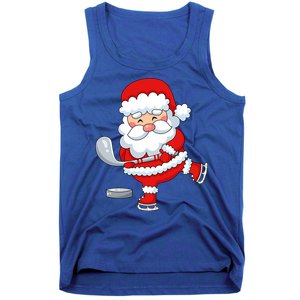 Christmas Hockey Santa Playing Hockey Santa Hockey Player Cute Gift Tank Top