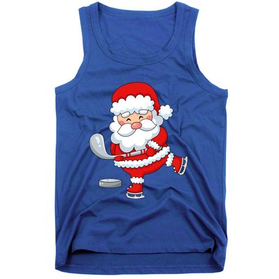 Christmas Hockey Santa Playing Hockey Santa Hockey Player Cute Gift Tank Top