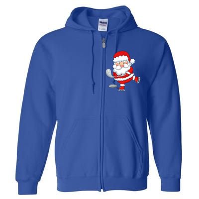 Christmas Hockey Santa Playing Hockey Santa Hockey Player Cute Gift Full Zip Hoodie