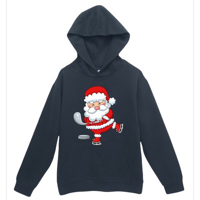 Christmas Hockey Santa Playing Hockey Santa Hockey Player Cute Gift Urban Pullover Hoodie