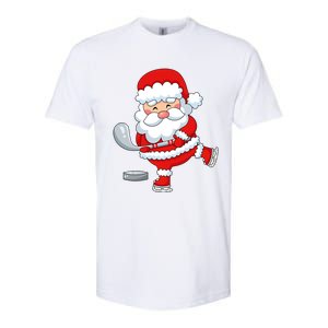 Christmas Hockey Santa Playing Hockey Santa Hockey Player Cute Gift Softstyle CVC T-Shirt