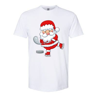 Christmas Hockey Santa Playing Hockey Santa Hockey Player Cute Gift Softstyle CVC T-Shirt