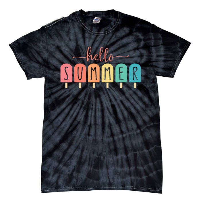 Colorful Hello Summer Popsicle Graphic Tie-Dye T-Shirt