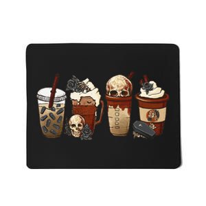 Coffee Halloween Skull Latte Cups Halloween Costume Mousepad