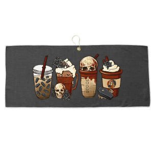 Coffee Halloween Skull Latte Cups Halloween Costume Large Microfiber Waffle Golf Towel