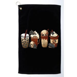 Coffee Halloween Skull Latte Cups Halloween Costume Platinum Collection Golf Towel