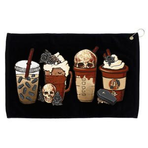 Coffee Halloween Skull Latte Cups Halloween Costume Grommeted Golf Towel