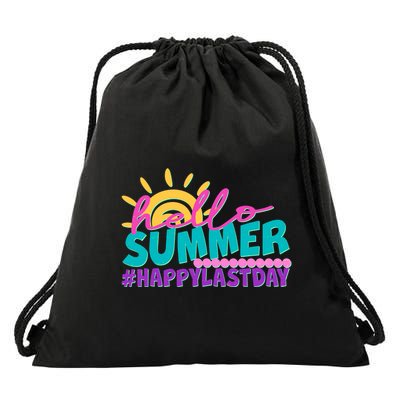 Cute Hello Summer #Happy Last Day Drawstring Bag