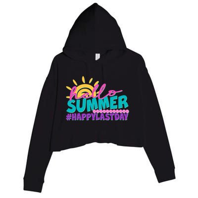 Cute Hello Summer #Happy Last Day Crop Fleece Hoodie