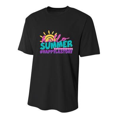 Cute Hello Summer #Happy Last Day Youth Performance Sprint T-Shirt