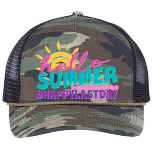 Cute Hello Summer #Happy Last Day Retro Rope Trucker Hat Cap