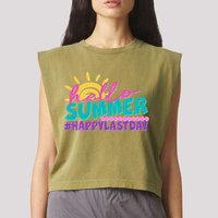 Cute Hello Summer #Happy Last Day Garment-Dyed Women's Muscle Tee