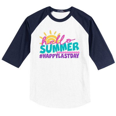 Cute Hello Summer #Happy Last Day Baseball Sleeve Shirt