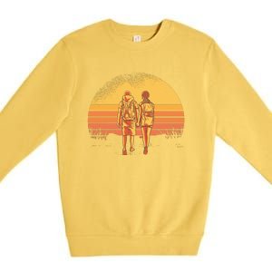 Couple Hiking Sunset Premium Crewneck Sweatshirt