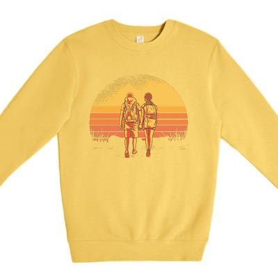 Couple Hiking Sunset Premium Crewneck Sweatshirt